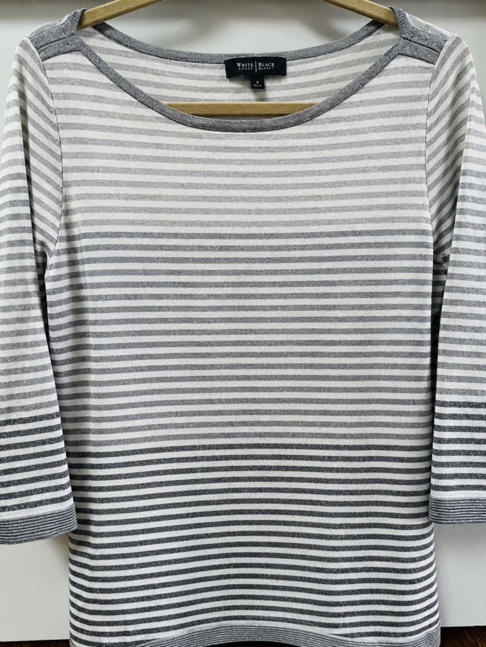 White House Black Market Gray Striped Women's Blouse